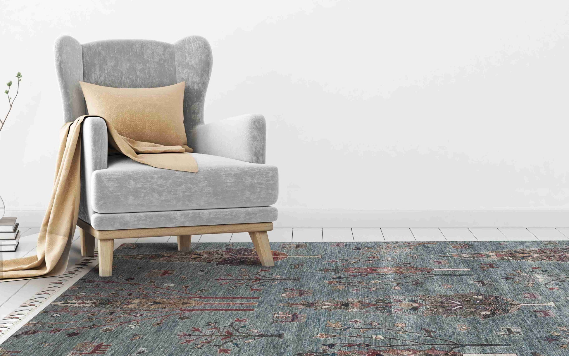 Antique Aqua Dark Rug - Carpet in Elegant Interior | Artistry Home