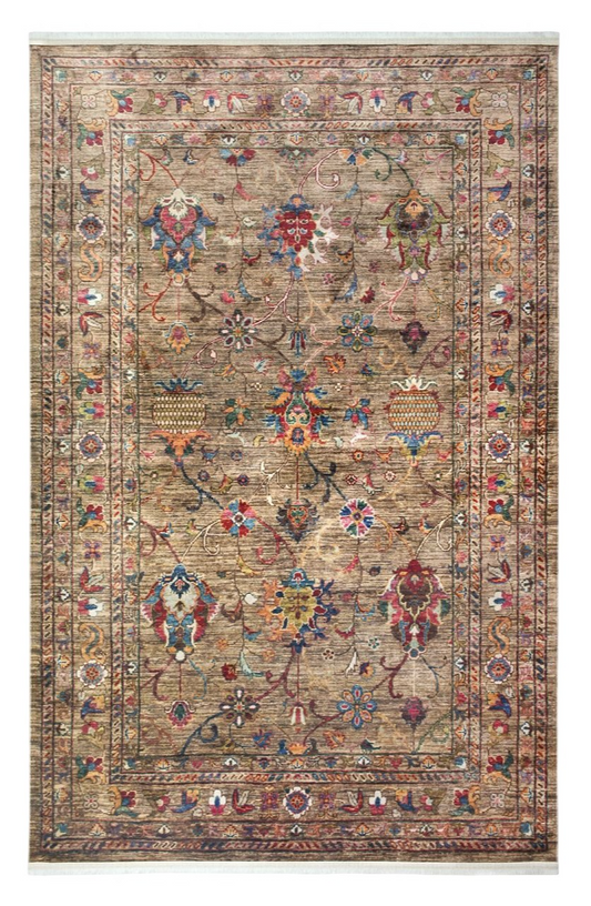 Antique Beige Floral Ziegler Washable Non-Slip Rug