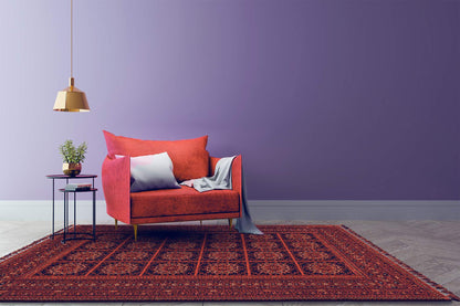 Afghan Flame Rug with Sofa | Artistry Home