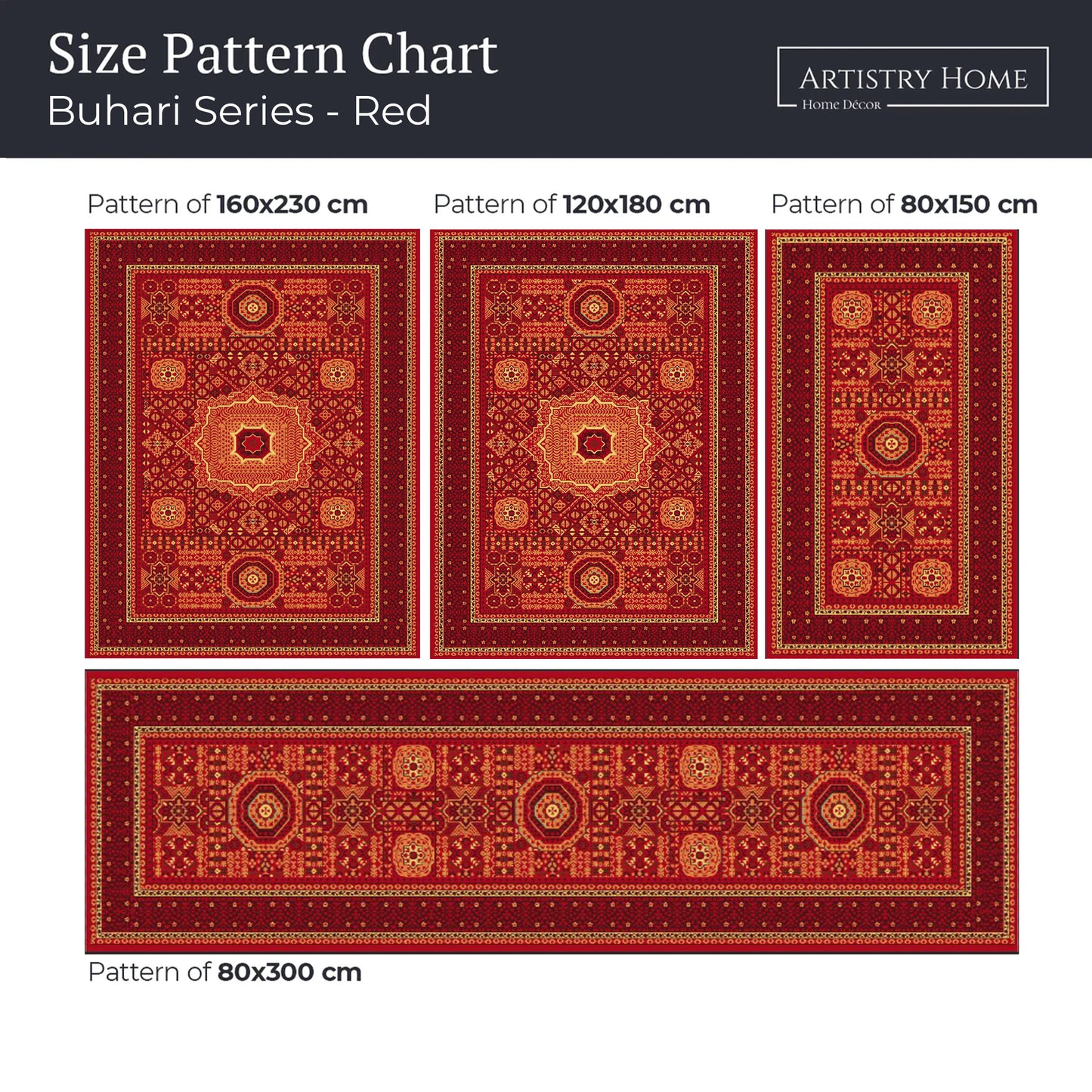 Afghan Buhari Red Traditional Washable Non-Slip Rug