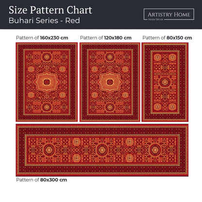 Afghan Buhari Red Traditional Washable Non-Slip Rug