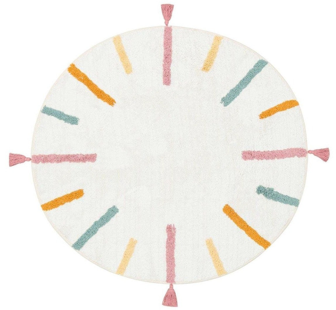 Cotton Boon Multicoloured Stripes Round Kids Rug