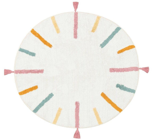 Cotton Boon Multicoloured Stripes Round Kids Rug