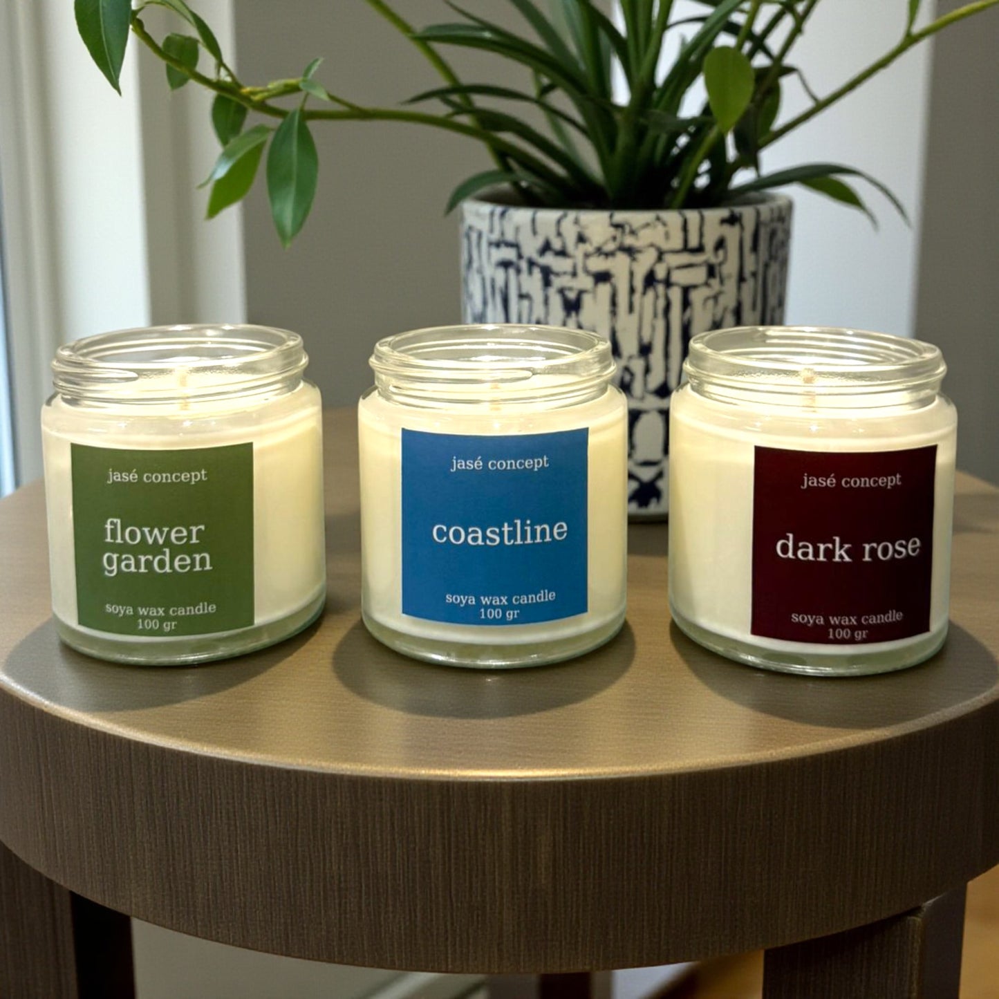 Golden Hour Floral & Fresh Soy Wax Candle Set - Rose, Jasmine, Berry