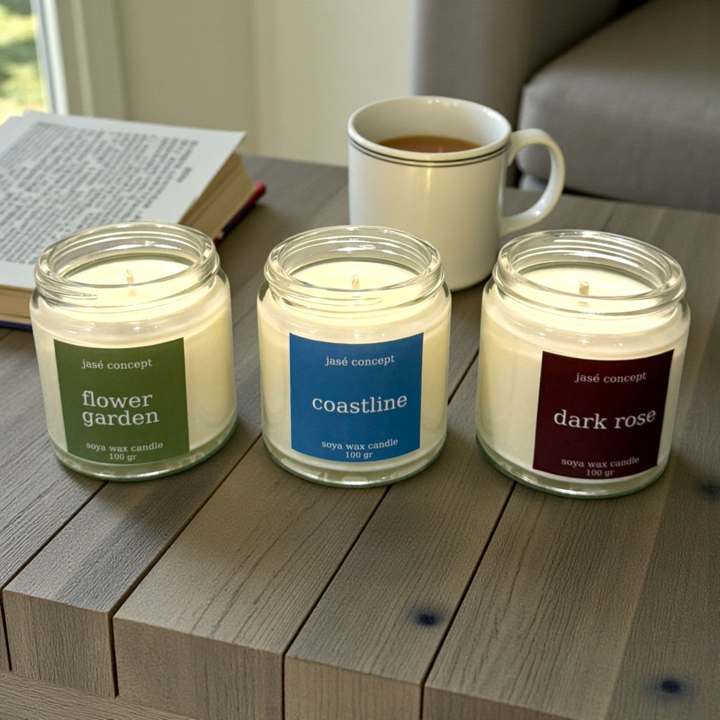 Golden Hour Floral & Fresh Soy Wax Candle Set - Rose, Jasmine, Berry
