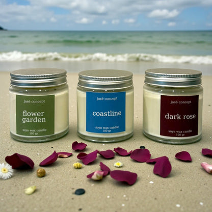 Golden Hour Floral & Fresh Soy Wax Candle Set - Rose, Jasmine, Berry
