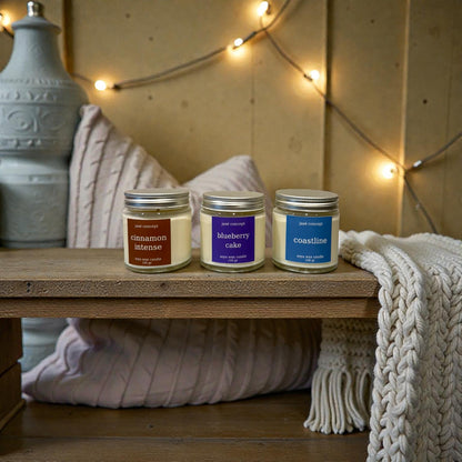Secret Garden Soy Wax Candle Set - Blueberry, Cinnamon, Coastal