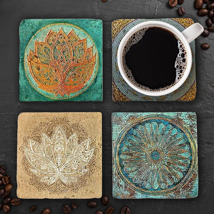 Lotus Harmony Stone Coaster Set