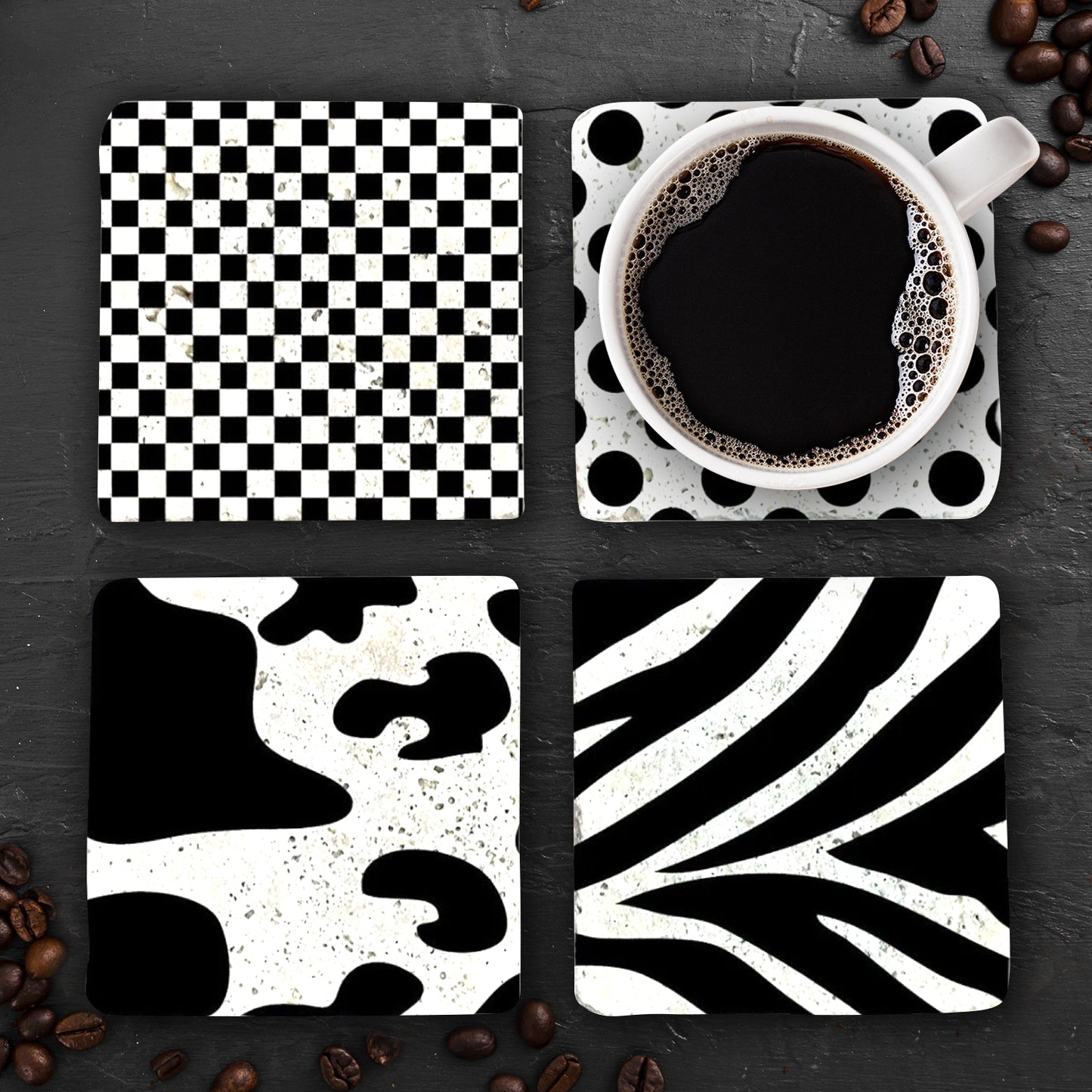 Monochrome Stone Coaster Set