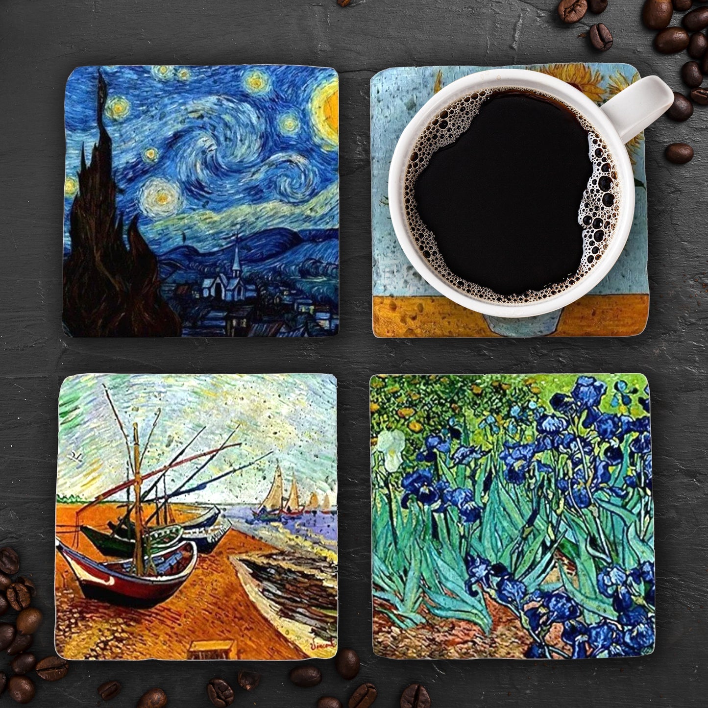Van Gogh Masterpiece Stone Coaster Set