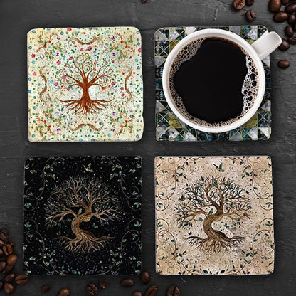 Celestial Tree of Life Stone Coaster Set