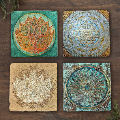 Lotus Harmony Stone Coaster Set