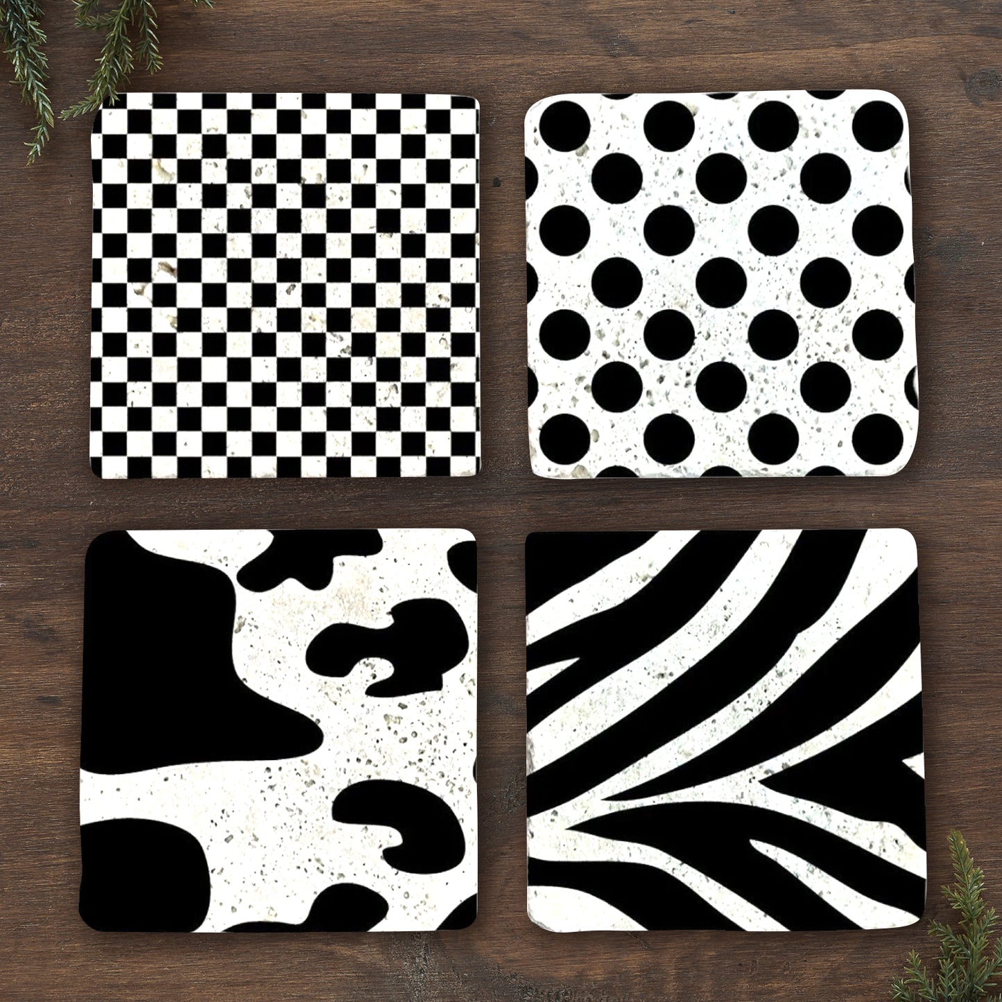 Monochrome Stone Coaster Set