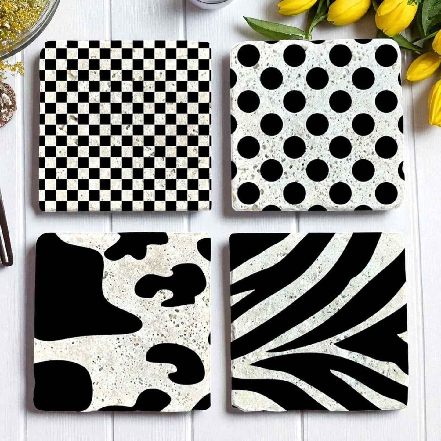 Set of 4 Monochrome Pop Coaster