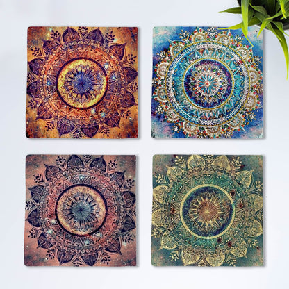 Cosmic Mandala Stone Coaster Set
