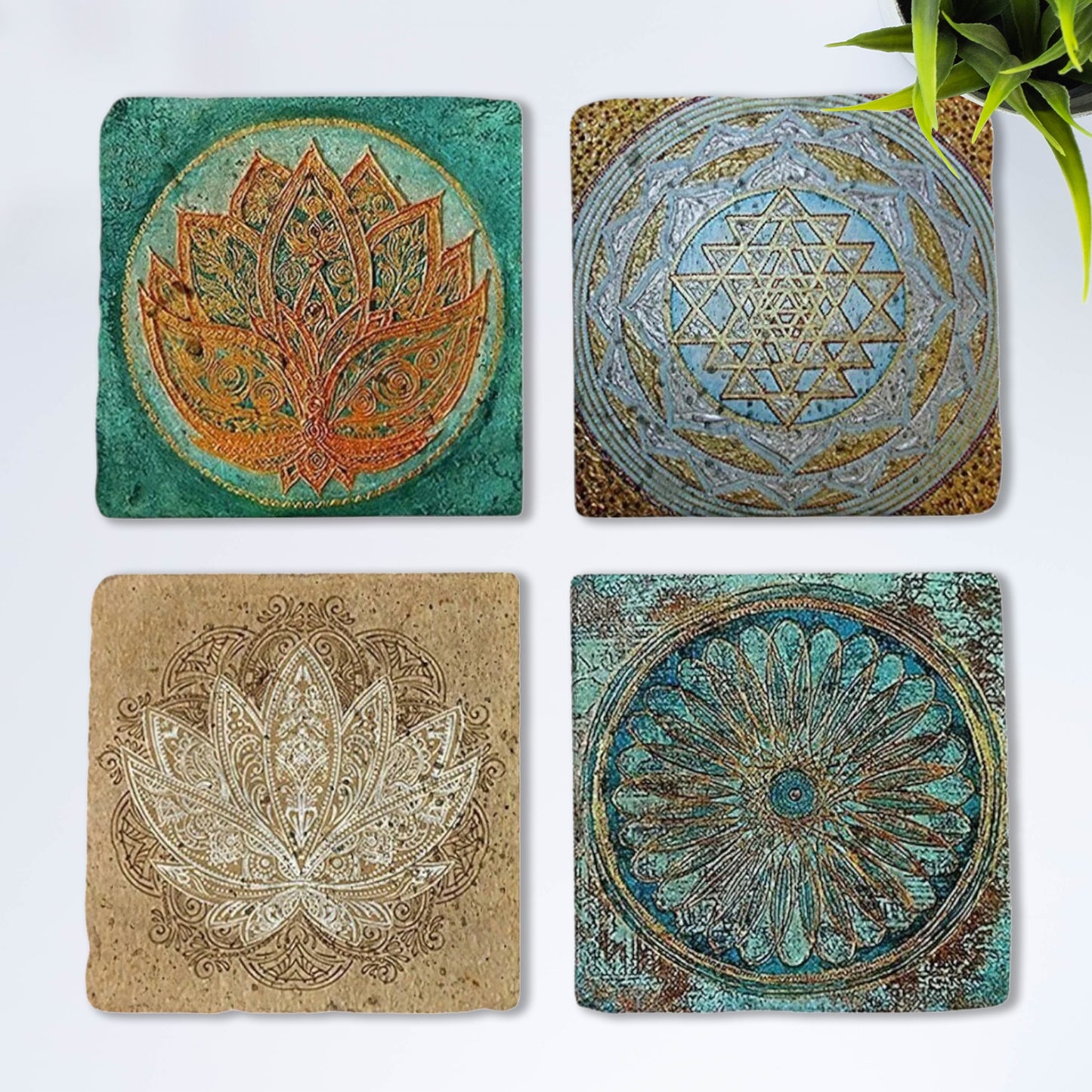 Lotus Harmony Stone Coaster Set