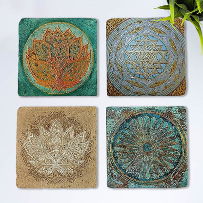 Lotus Harmony Stone Coaster Set