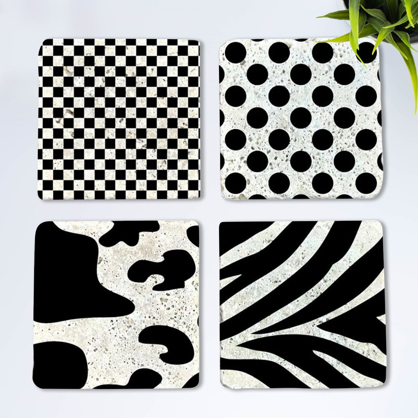 Monochrome Stone Coaster Set