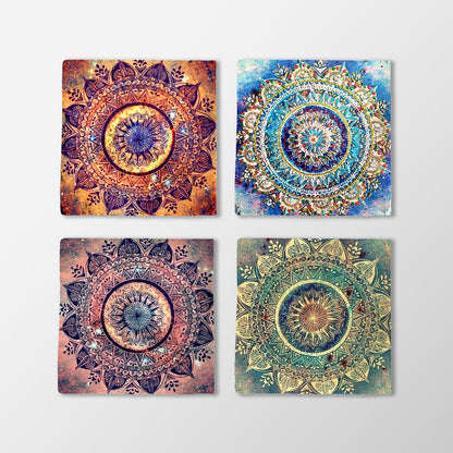 Cosmic Mandala Stone Coaster Set