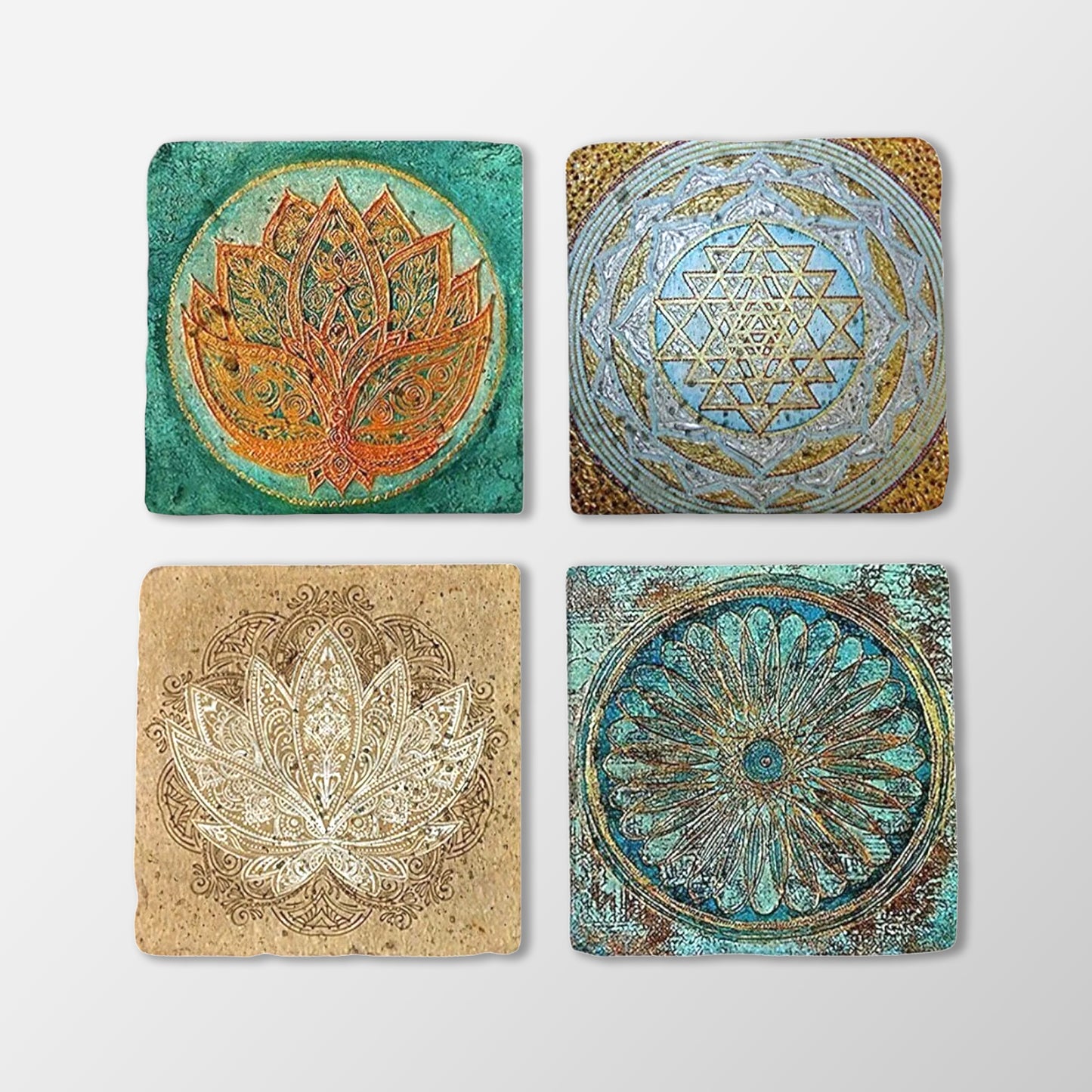 Lotus Harmony Stone Coaster Set