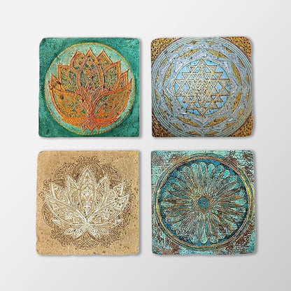 Lotus Harmony Stone Coaster Set