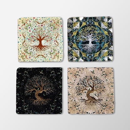Celestial Tree of Life Stone Coaster Set