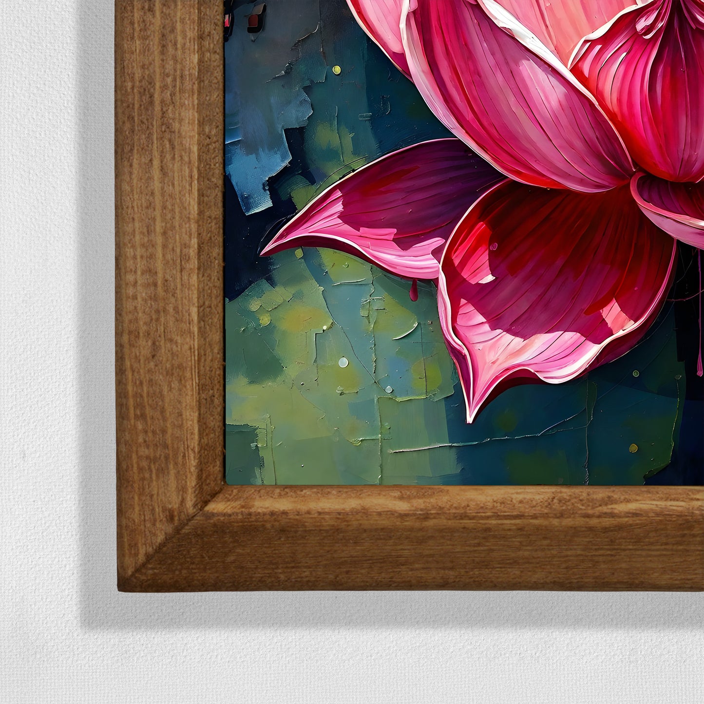 Pink Lotus Natural Stone Wall Art – Wood Frame