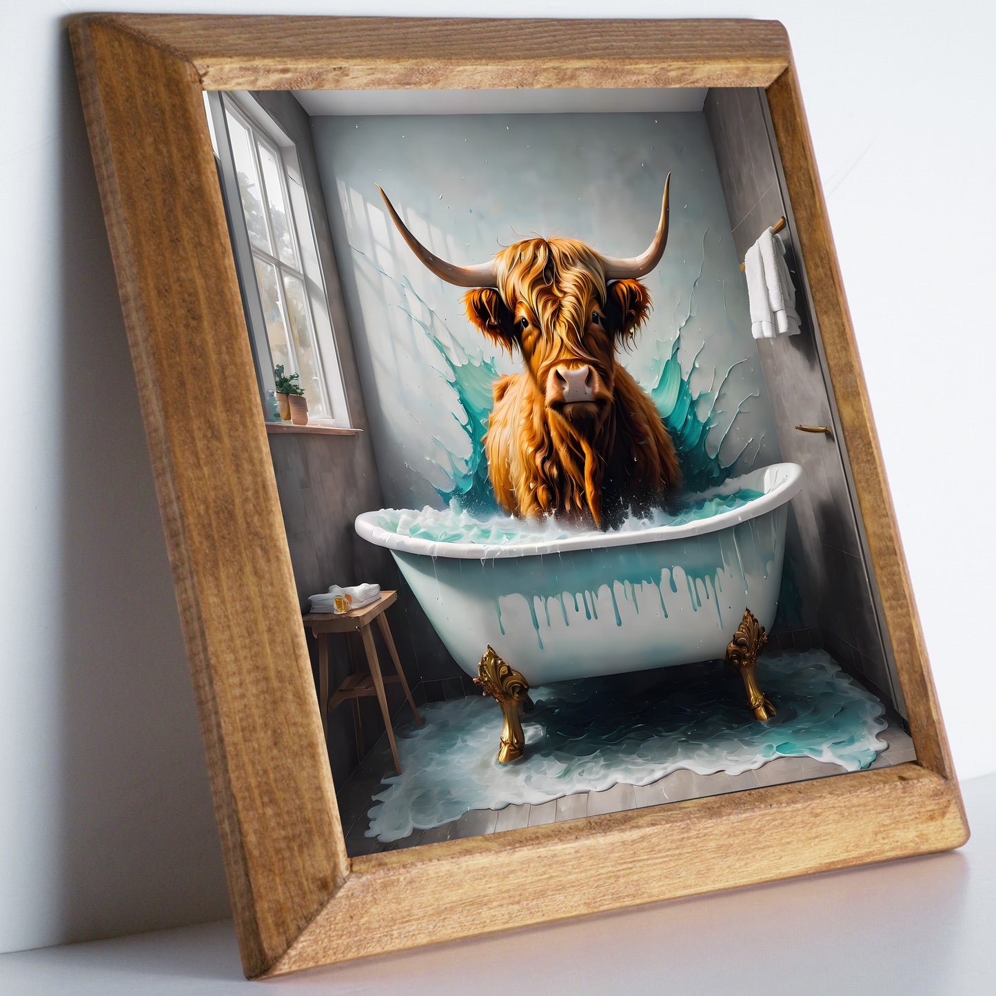 Highland Cow in the Bath Stone Wall Art