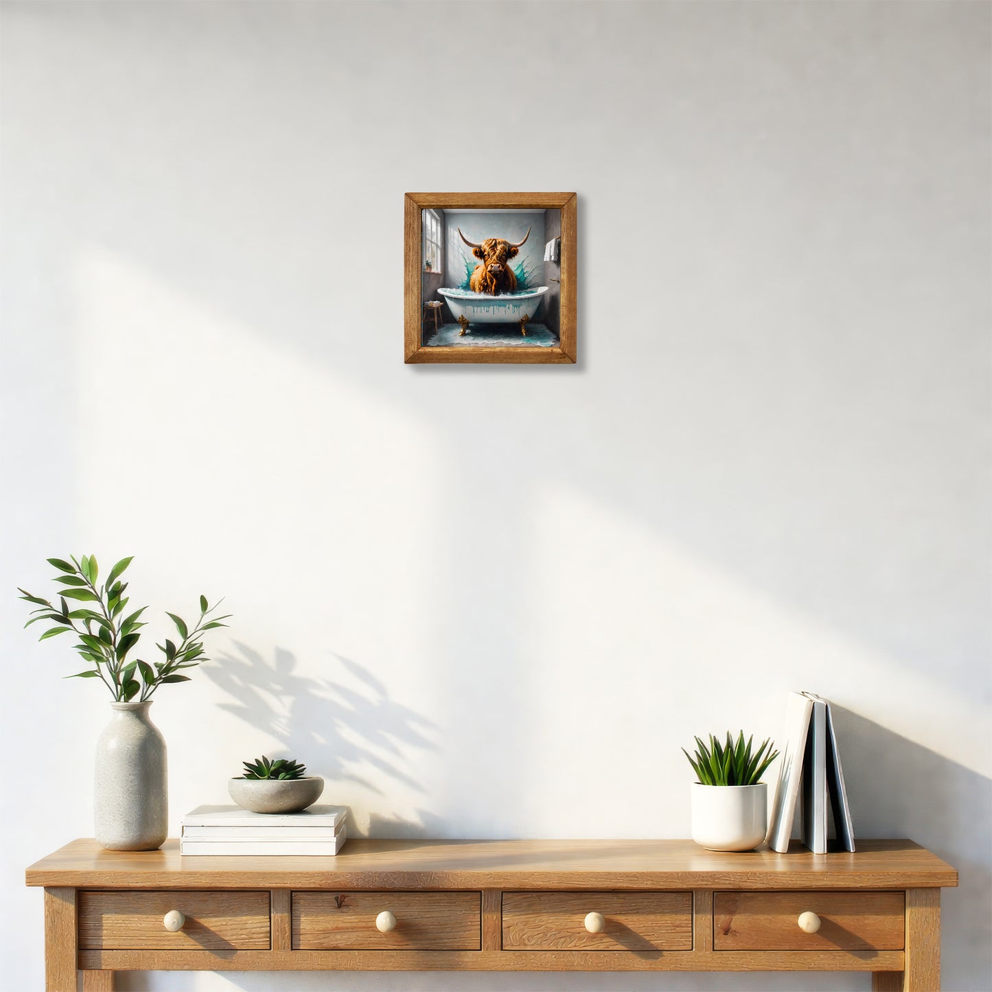 Highland Cow in the Bath Stone Wall Art