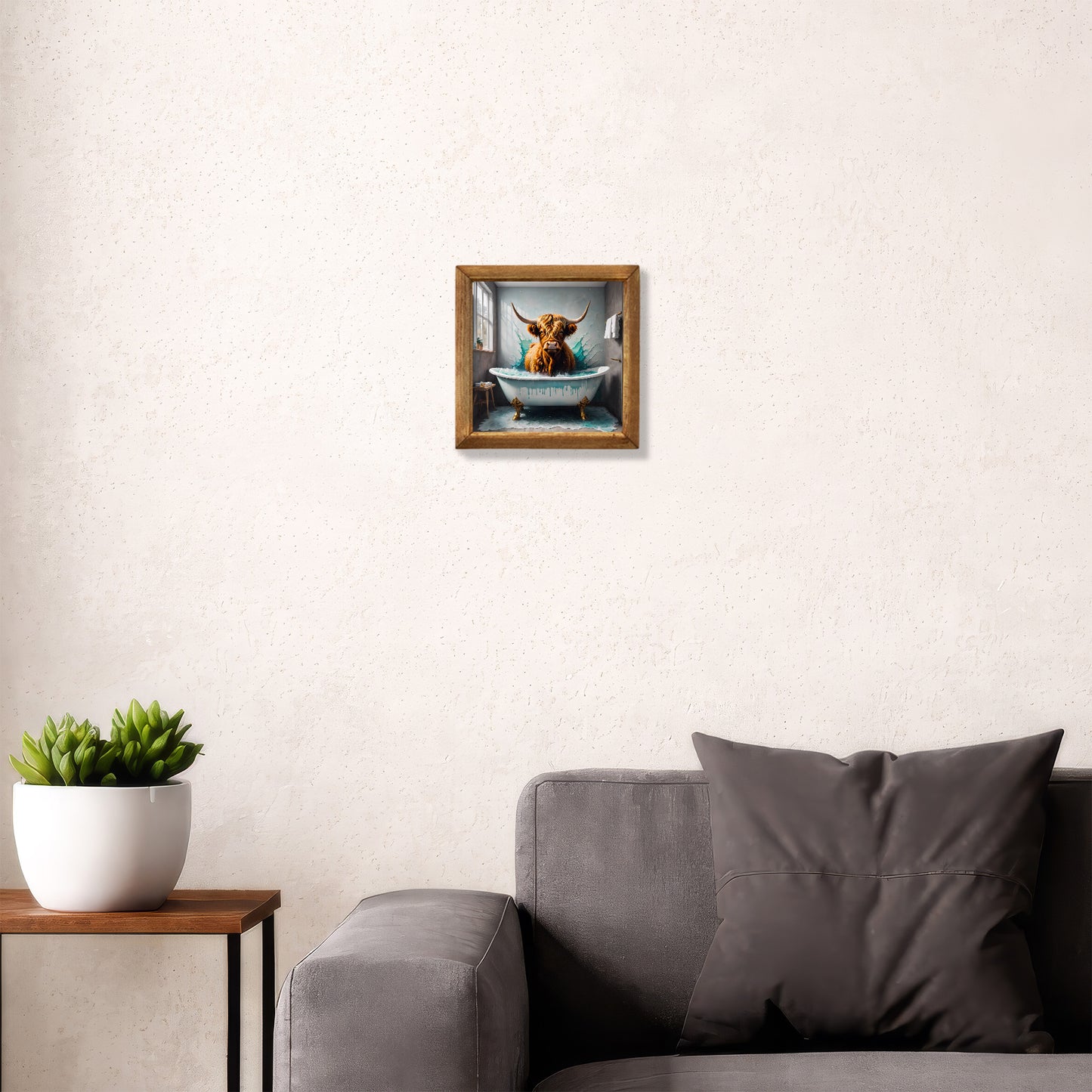 Highland Cow in the Bath Stone Wall Art