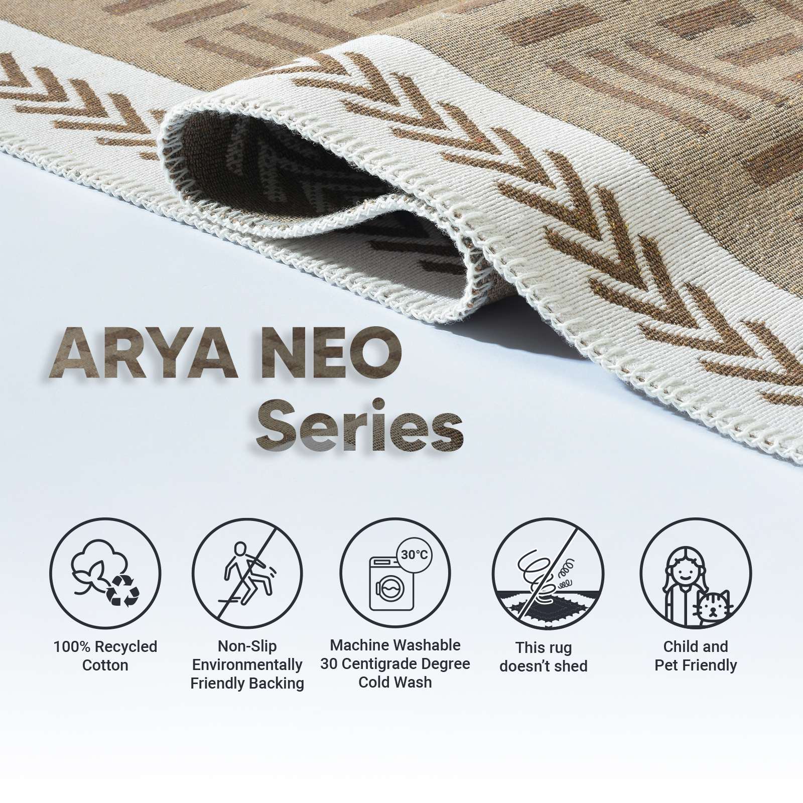 Arya Brown White Rug - Carpet Details | Artistry Home