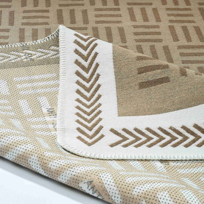 Arya Brown White Rug - Front and Back View | Artistry Home