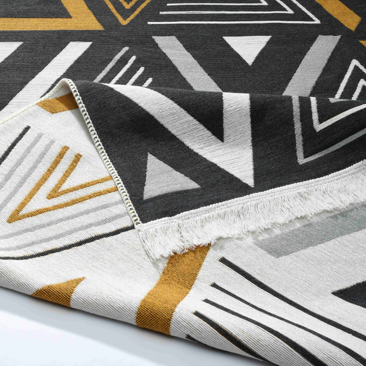 Arya Yellow Grey Rug - Front and Back View | Artistry Home