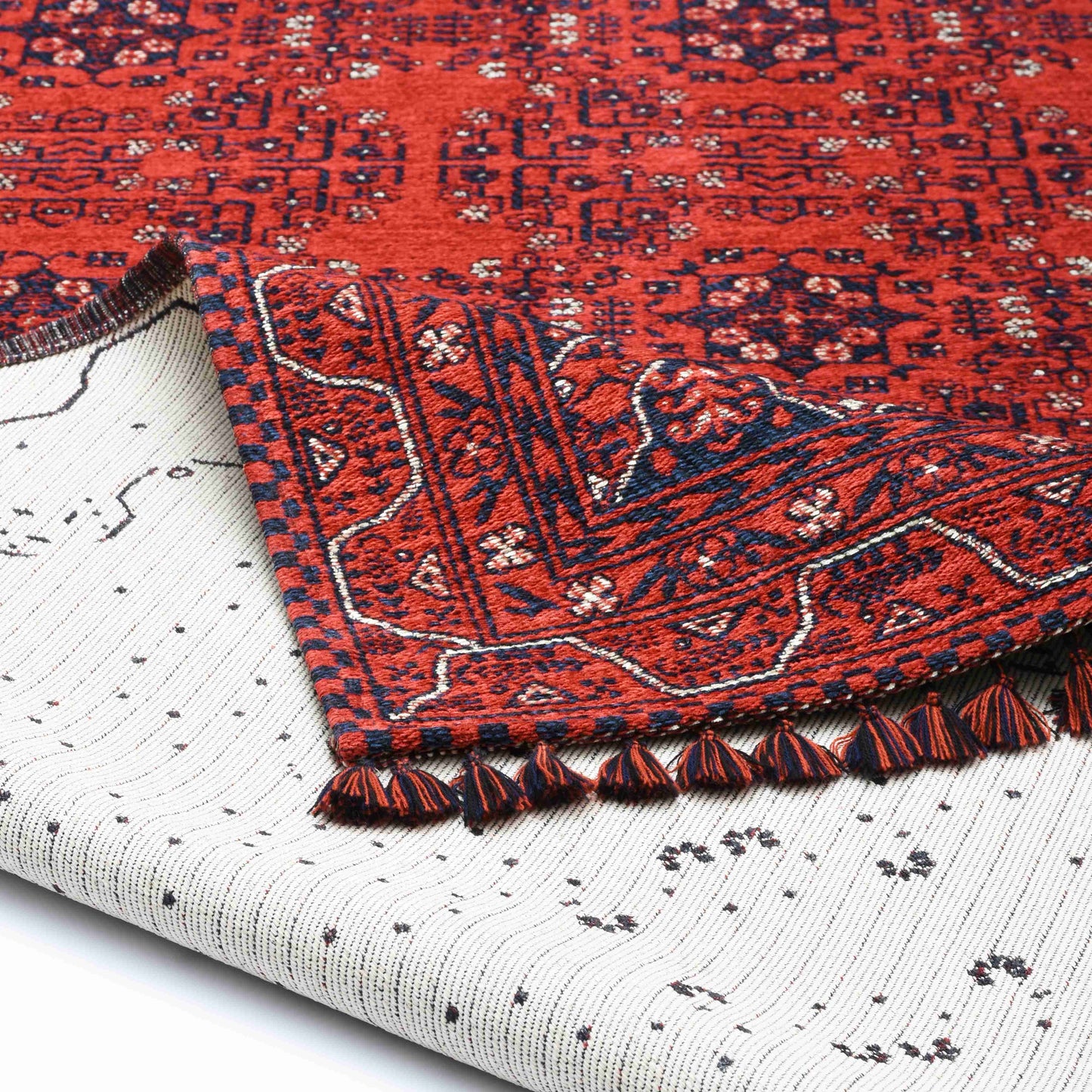 Afghan Red Rug - Front and Back View | Artistry Home
