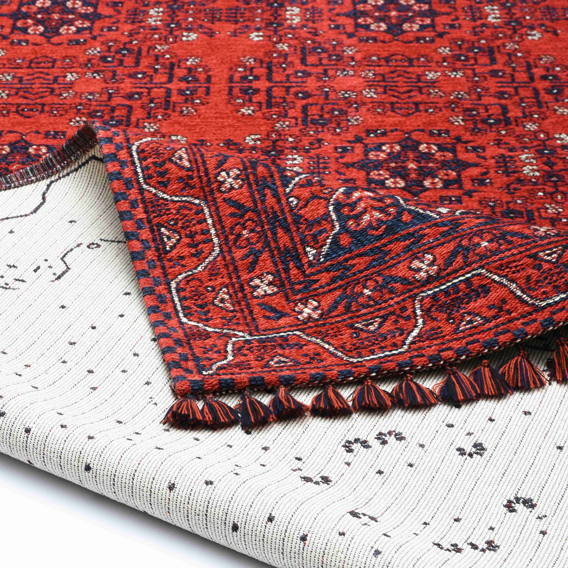 Afghan Red Rug - Front and Back View | Artistry Home