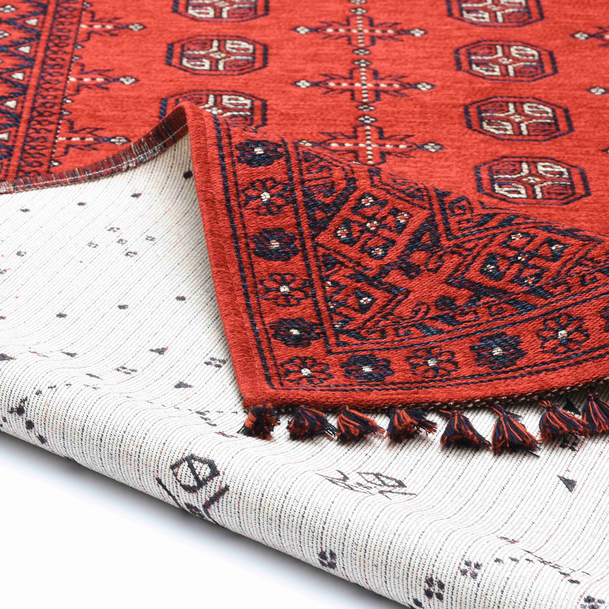 Afghan Cherry Rug - Front and Back View | Artistry Home