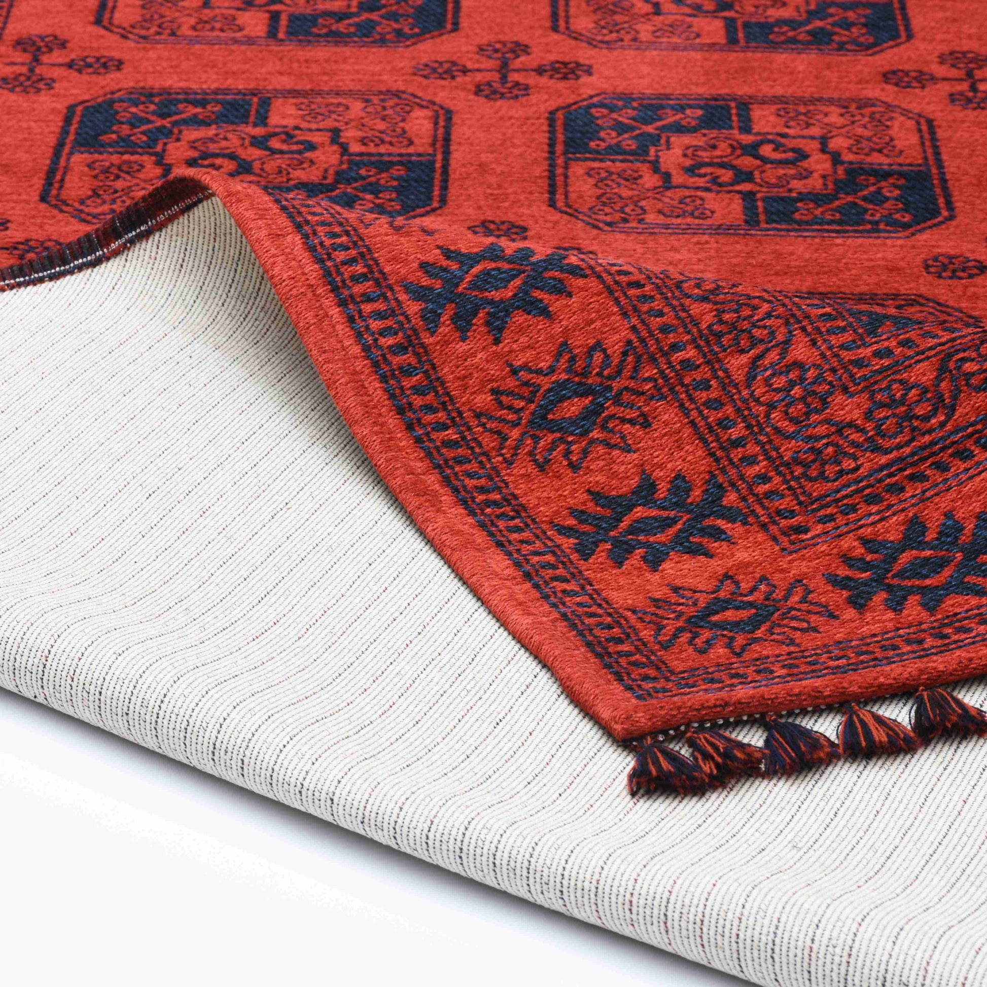 Afghan Blaze Rug - Front and Back View | Artistry Home