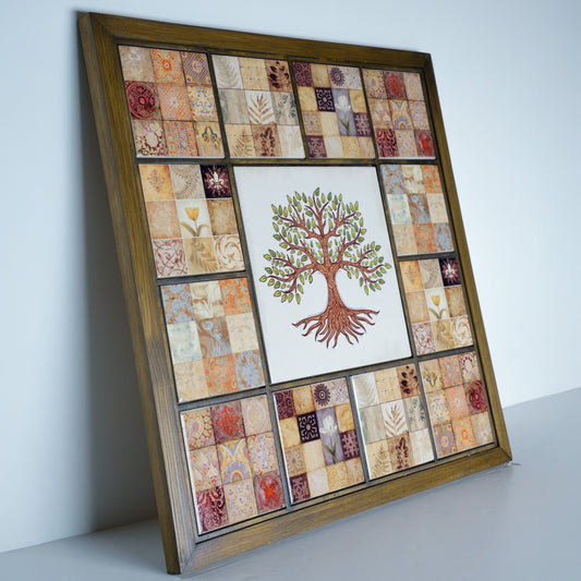Grande Terracotta Tree of Life  Handmade Anatolian Ceramic Tile Wall Art