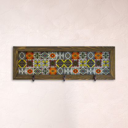 Anatolian Pattern Tile Key Holder Wall Art