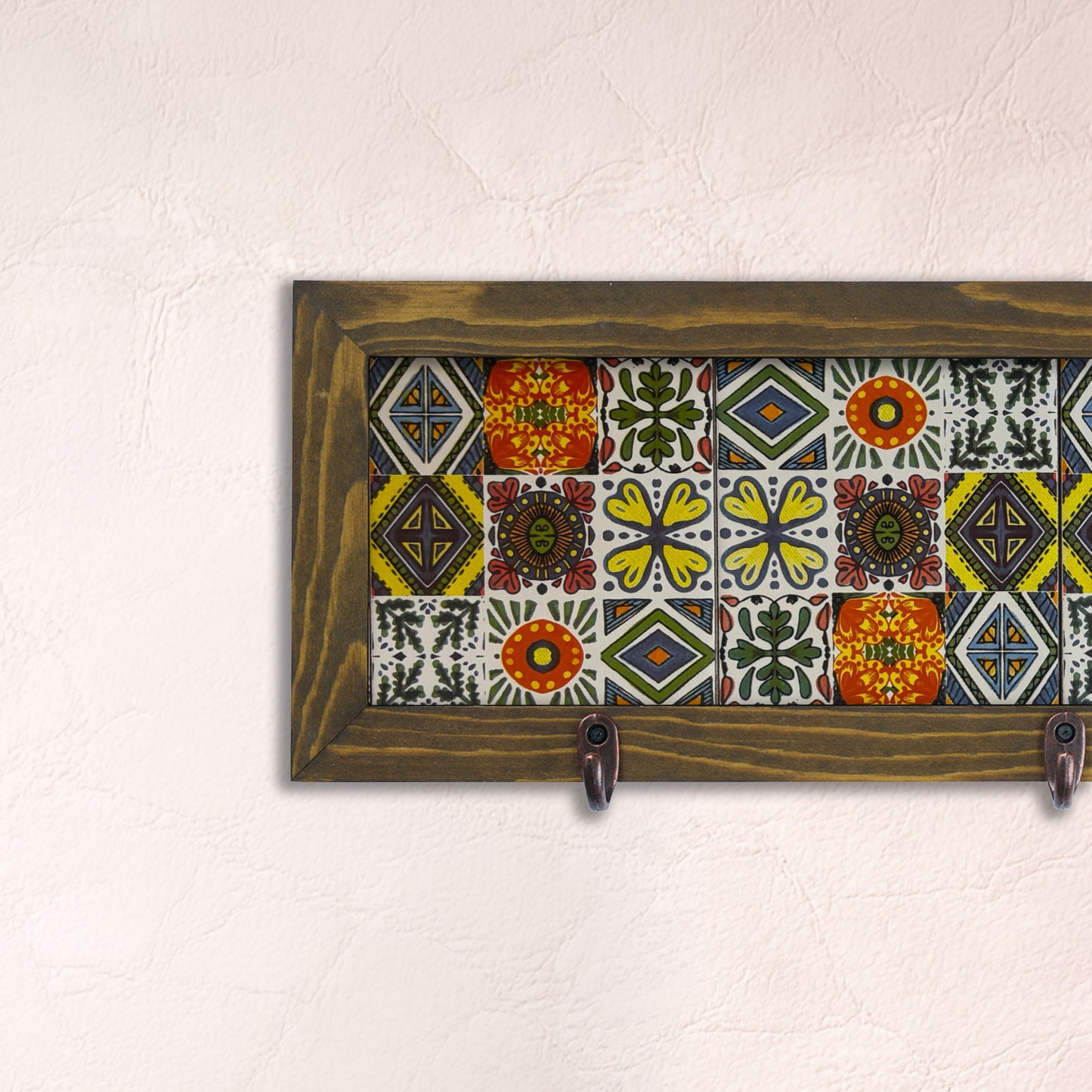 Anatolian Pattern Tile Key Holder Wall Art
