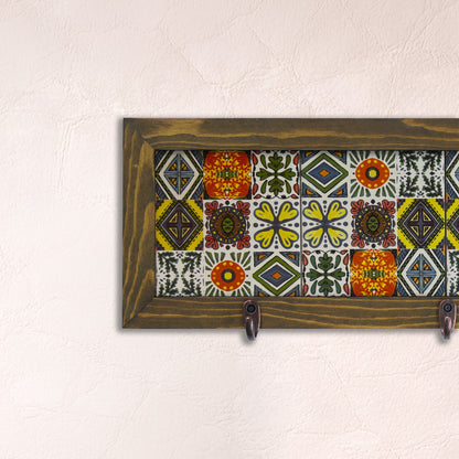 Anatolian Pattern Tile Key Holder Wall Art