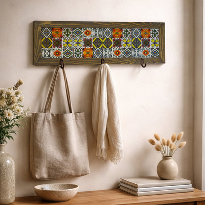 Anatolian Pattern Tile Key Holder Wall Art
