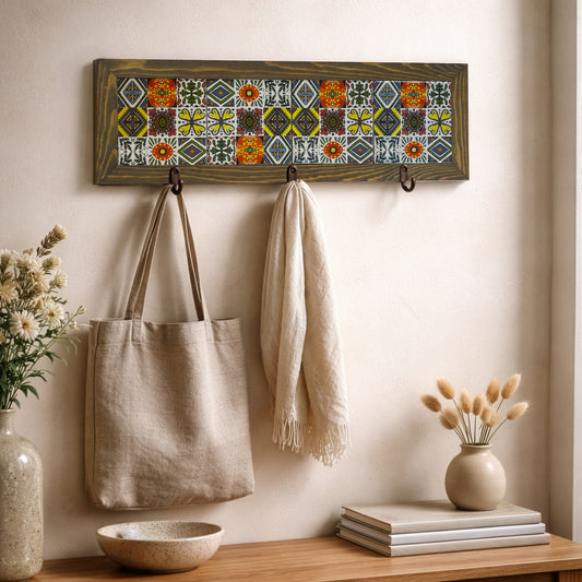 Anatolian Pattern Tile Key Holder Wall Art