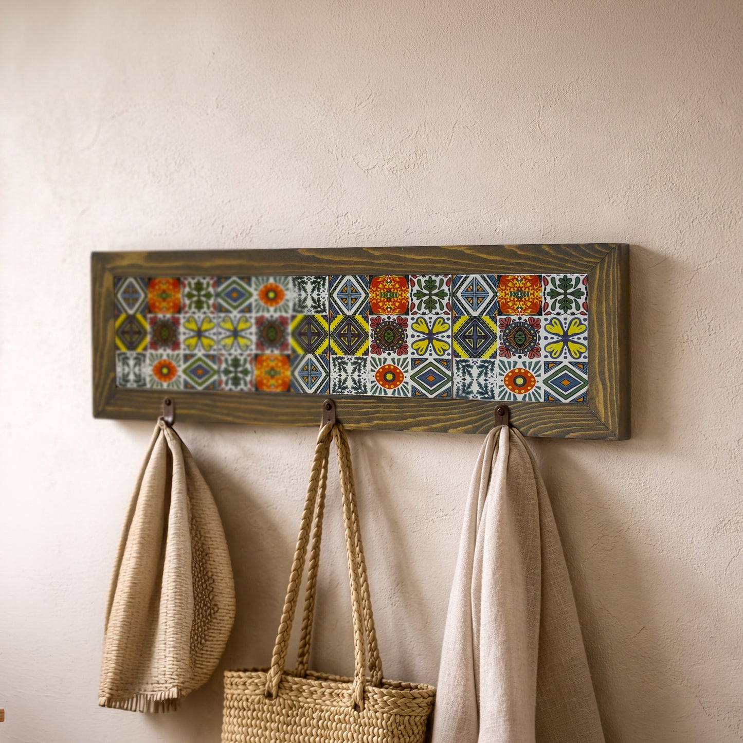 Anatolian Pattern Tile Key Holder Wall Art
