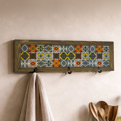 Anatolian Pattern Tile Key Holder Wall Art