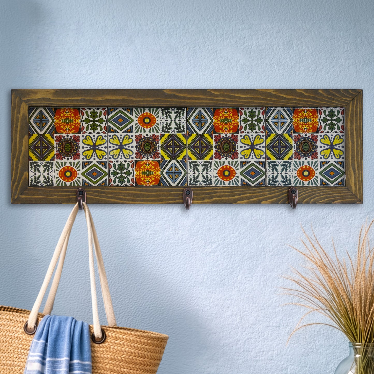 Anatolian Pattern Tile Key Holder Wall Art