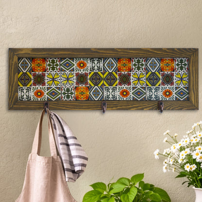 Anatolian Pattern Tile Key Holder Wall Art