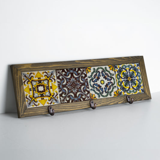 Vintage Tile Key Holder Wall Art