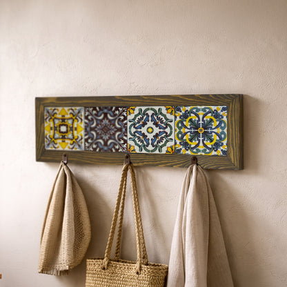 Vintage Tile Key Holder Wall Art
