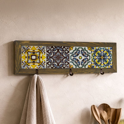 Vintage Tile Key Holder Wall Art
